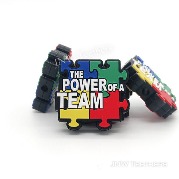 he power of a team puzzle Autism silicone focal beads