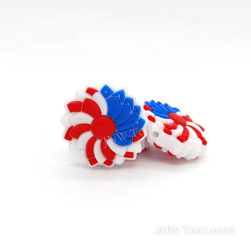 The US Flag Sunflower Silicone Focal Beads