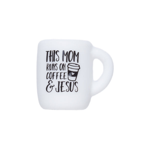This mom runs on coffee & Jesus printed coffee mug silicone beads wholesale