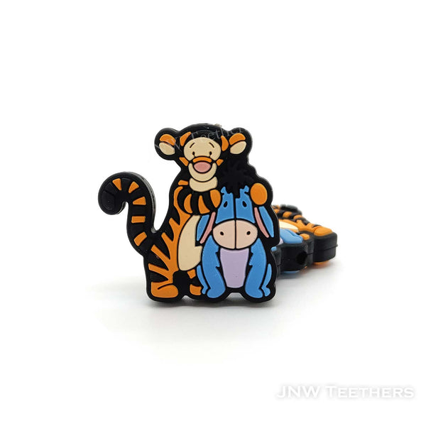 Tiger and blue donkey silicone focal beads