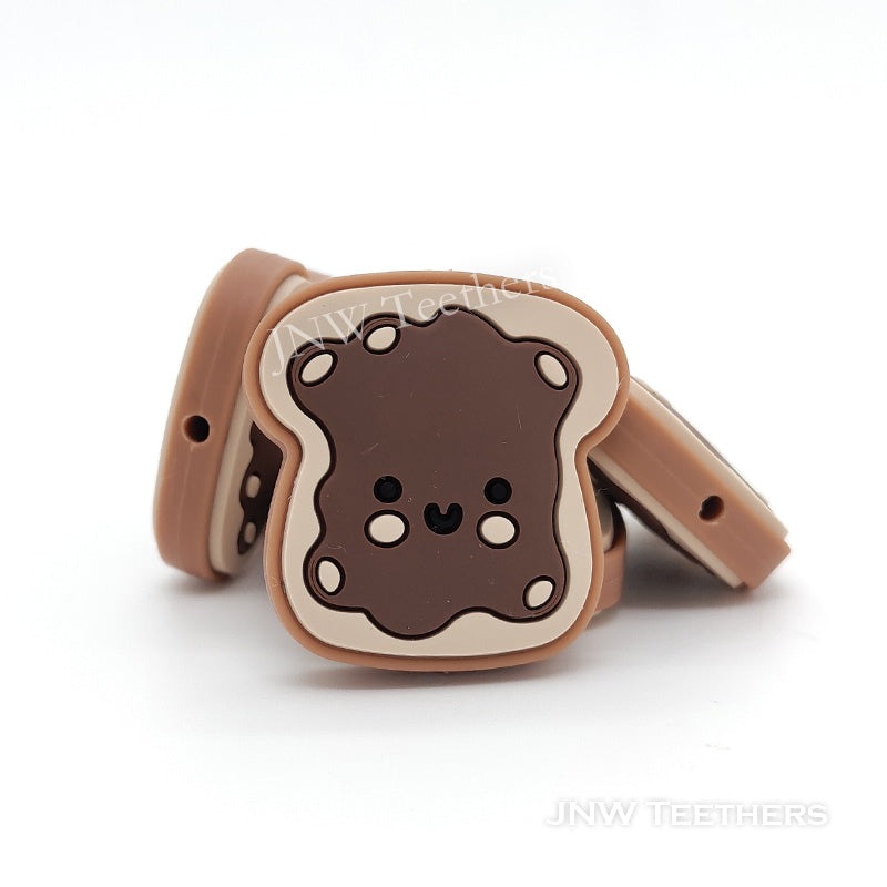 JNW Teethers Toast bread silicone focal beads Brown