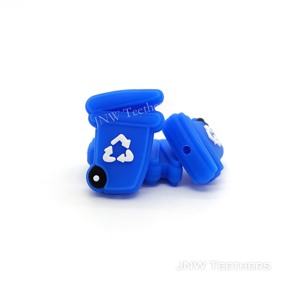 Blue  Trash Can Silicone Beads
