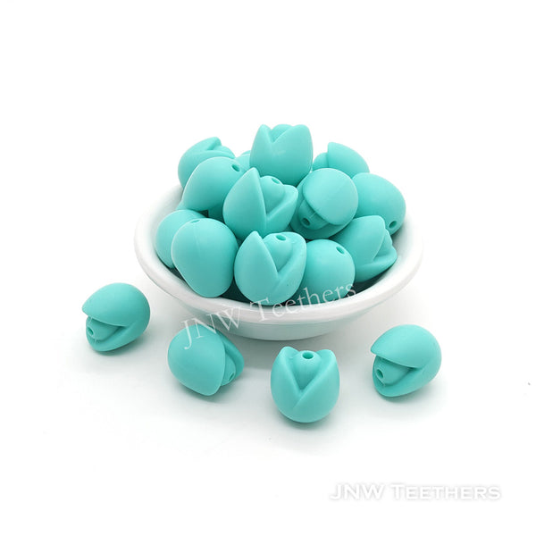 Tulip silicone focal beads mint