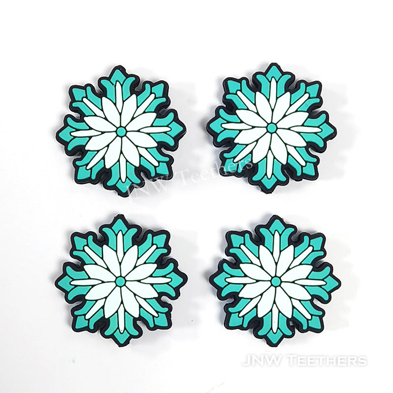 Turquoise snowflake silicone focal beads