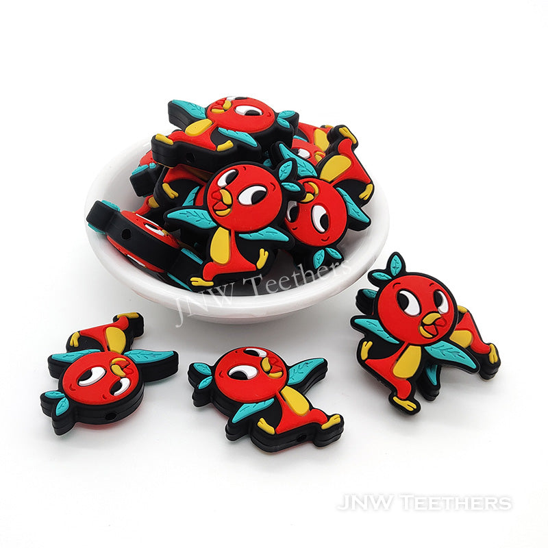 Red parrot silicone focal beads