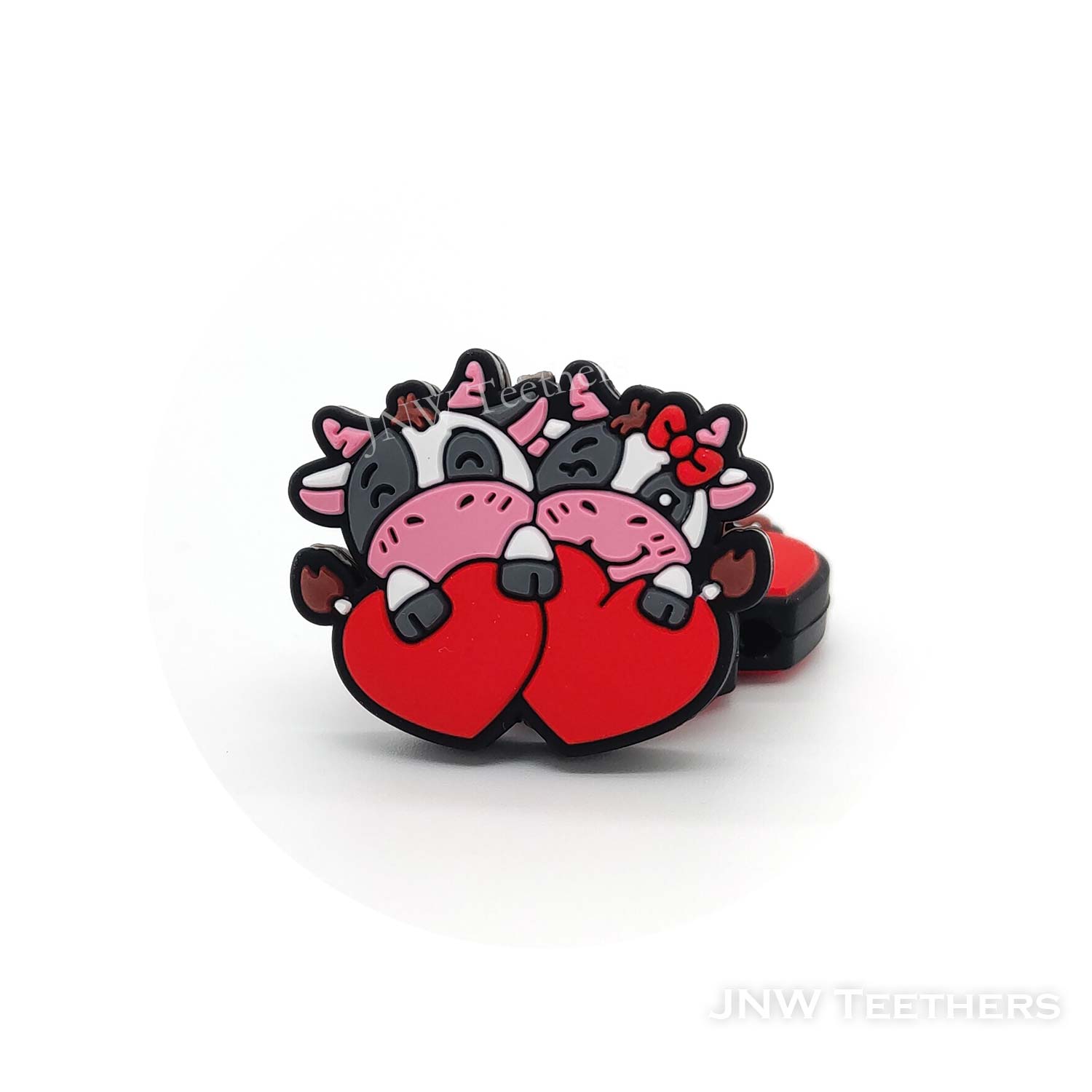 Valentines cows with heart silicone focal beads