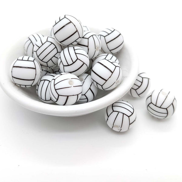 15mm Volleyball Silicone Print Round Beads