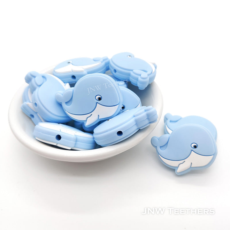 Pastel blue whale silicone focal beads