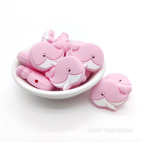 Pastel pink whale silicone focal beads
