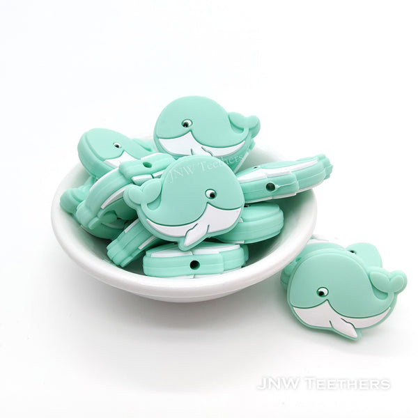 Mint whale silicone focal beads