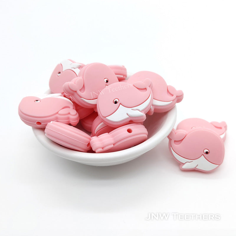 Pink whale silicone focal beads
