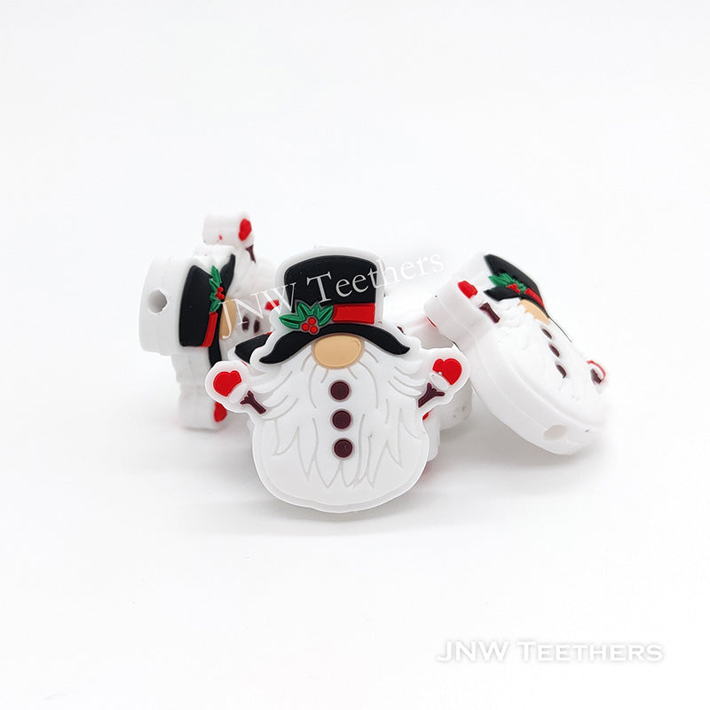 White Gnome Snowman Silicone Focal Beads