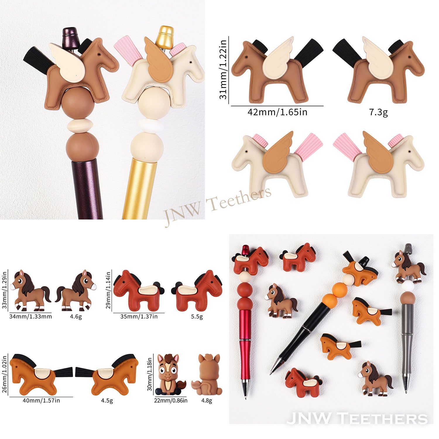 Wholesale 3D Horse Silicone Focal Beads