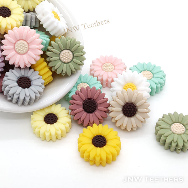 JNWTeethers 20mm daisy silicone focal beads whoesale