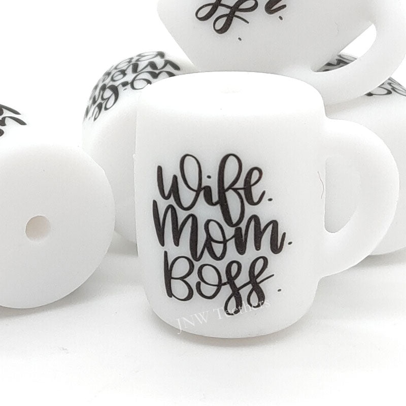 Wife mom boss printed coffee mug silicone beads wholesale