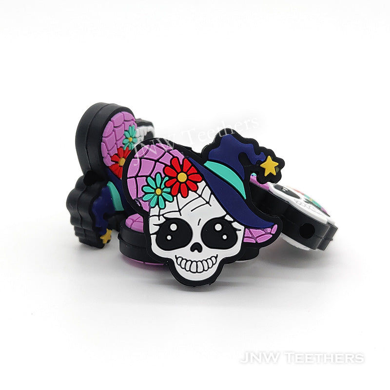 Skull witch silicone focal beads