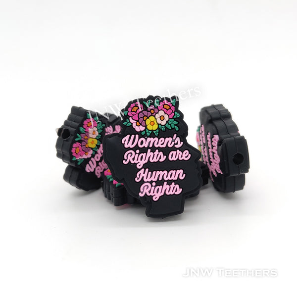 Flower Women's Rights Are Human Rights Silicone Focal Beads
