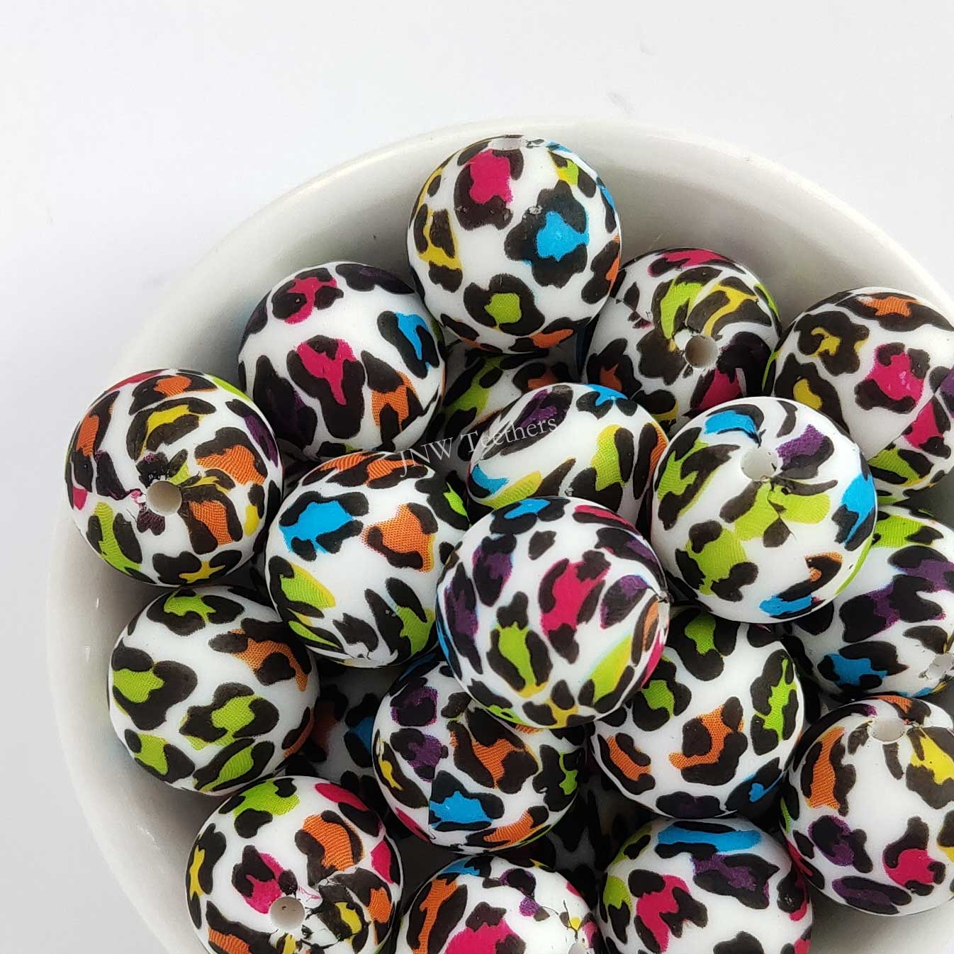 Perles rondes en silicone imprimées citron de 15 mm - 10 perles