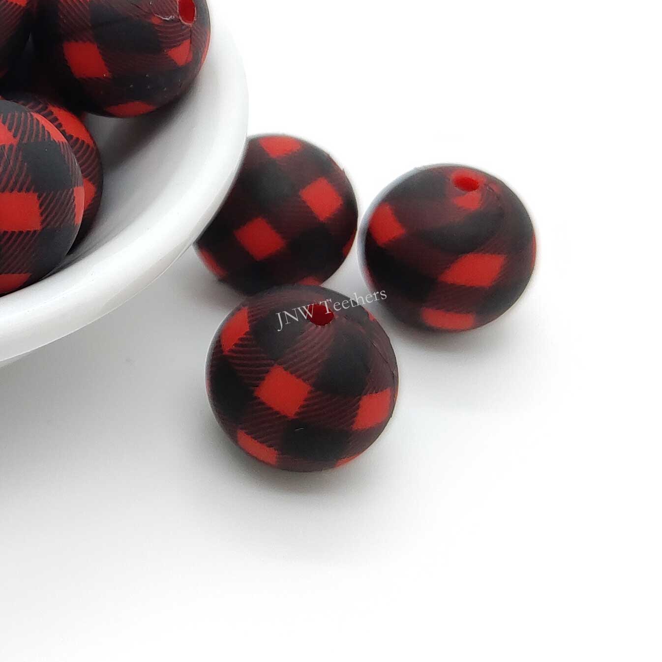 Perles rondes en silicone imprimées citron de 15 mm - 10 perles