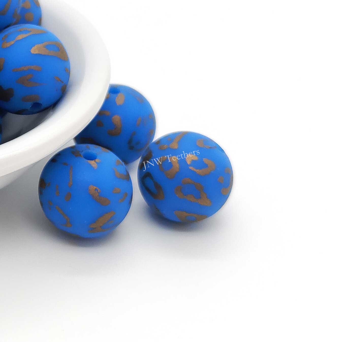 Perles rondes en silicone imprimées citron de 15 mm - 10 perles