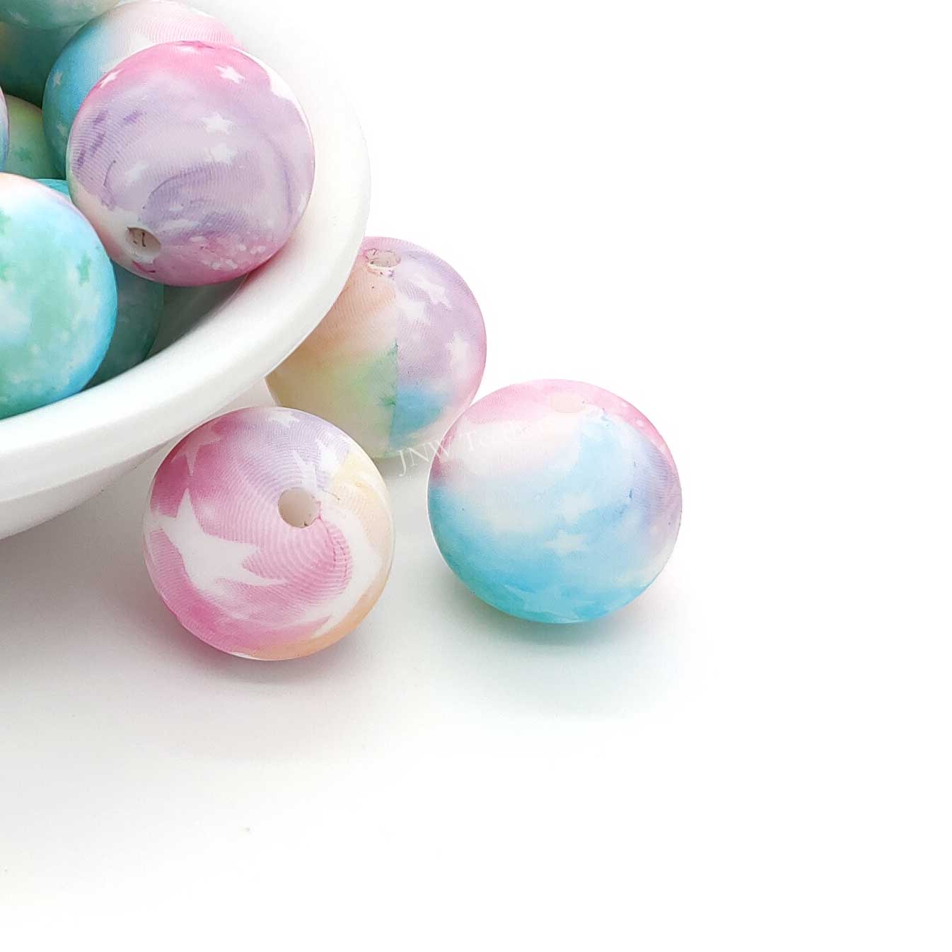 Perles rondes en silicone imprimées citron de 15 mm - 10 perles