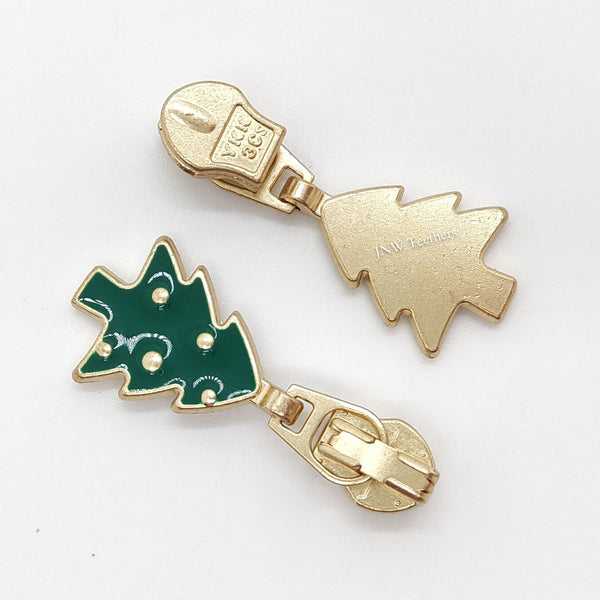 Gold christmas trees Shape YKK® Coil Zipper Sliders #3