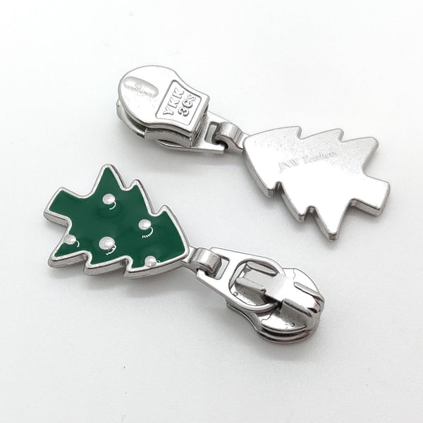 Silver christmas trees Shape YKK® Coil Zipper Sliders #3