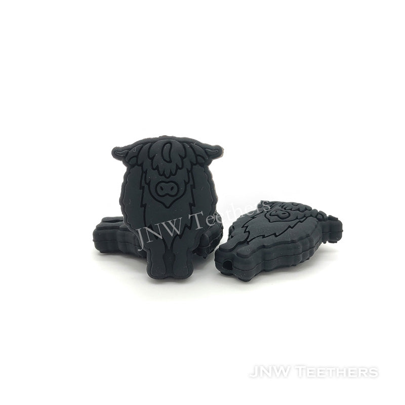 Highland cow silicone beads black