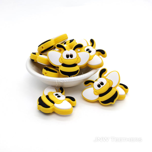 Yellow bee silicone focal beads