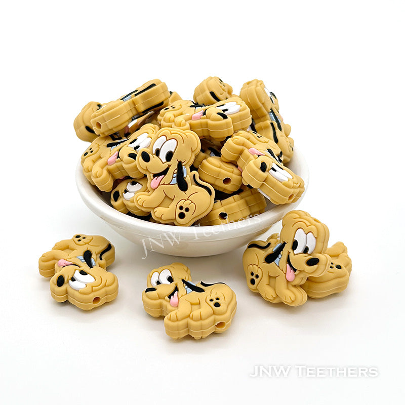 Baby yellow dog silicone focal beads