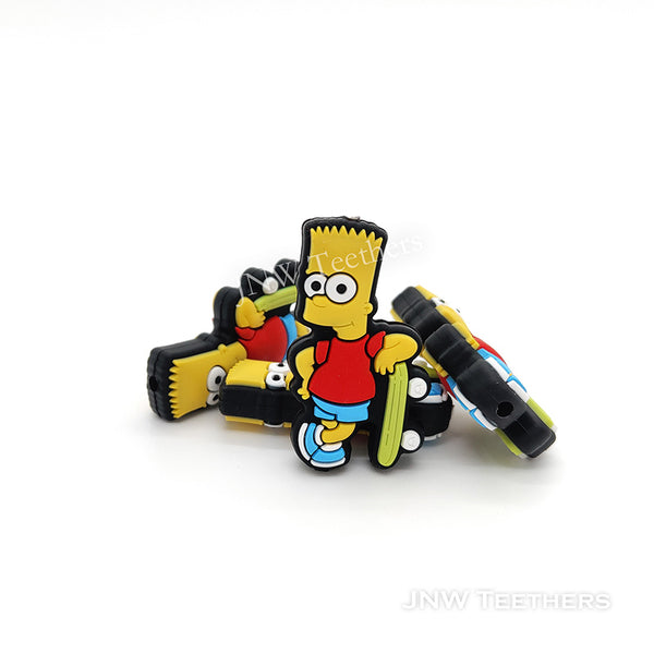 Yellow hair Boy with Skateboard Silicone Focal Beads