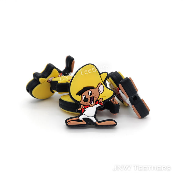 Yellow hat cartoon mouse silicone focal beads