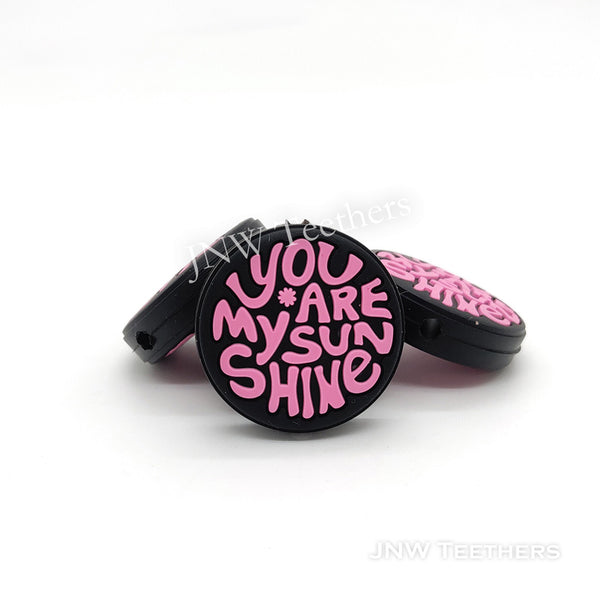 You are my sunshine silicone focal beads black