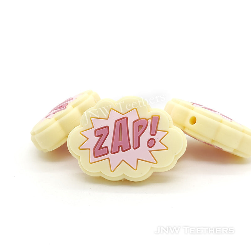 Zap silicone focal beads cream yellow