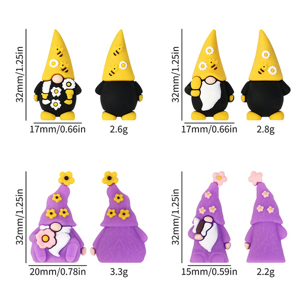 5pcs 3D Gnome Silicone Focal Beads