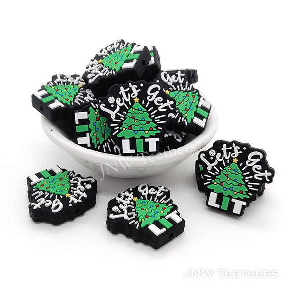 Let's get lit Christmas tree silicone focal beads