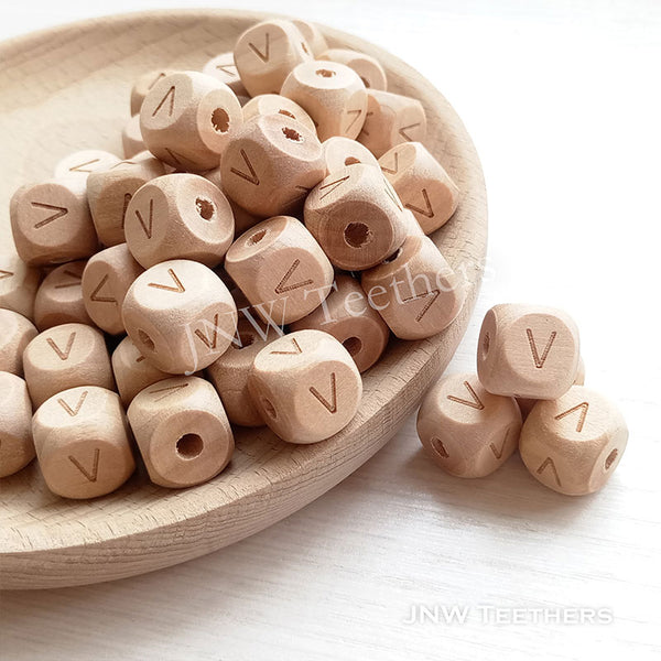 Alphabet Maple Wood Beads Letter V