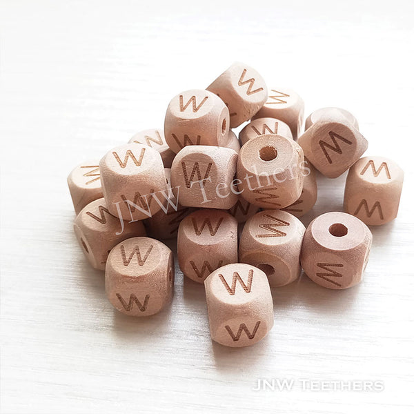 Alphabet Maple Wood Beads Letter W