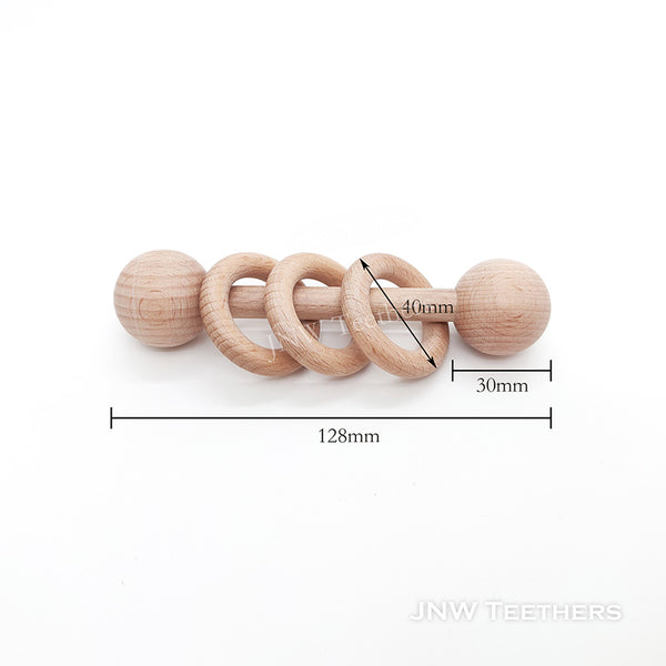 Wooden Rattles with 3 wood rings