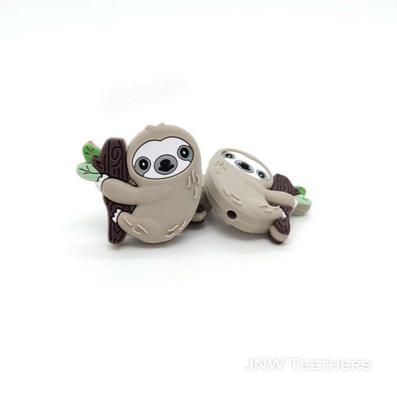 Beige sloth silicone focal beads wholesale