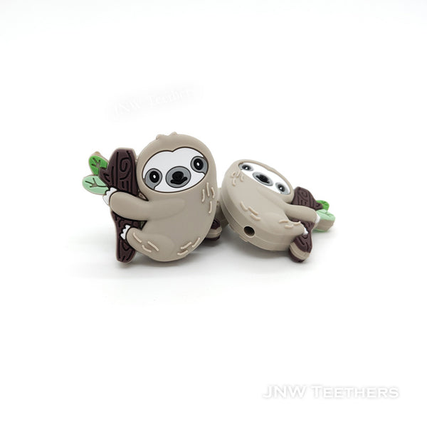 Beige sloth silicone focal beads