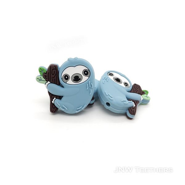 Blue sloth silicone focal beads