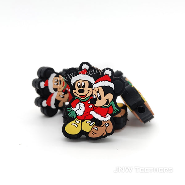 Friends Micky Mouse in Christmas Red Hat Silicone Focal Beads