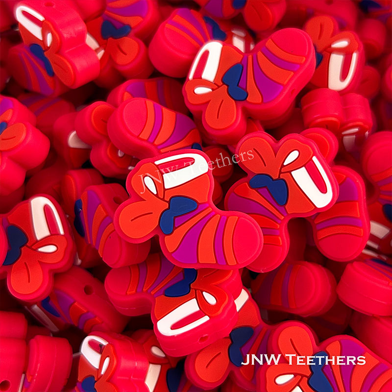 Red Christmas Socks Silicone Focal Beads