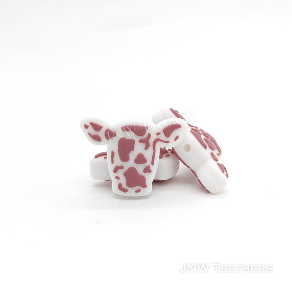 Cow Silicone Focal Beads Dusty Rose 
