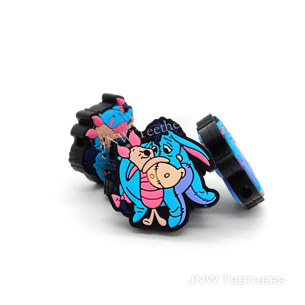 Blue Donkey and Pink Pig Silicone Focal Beads