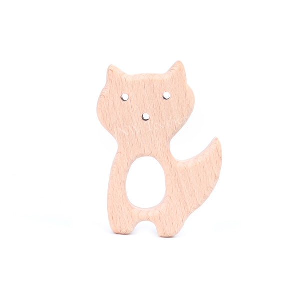 Fox wooden grasping toy teething ring