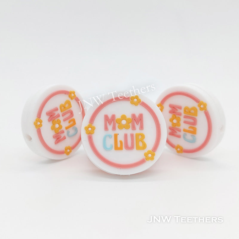 Flower mom club silicone focal beads