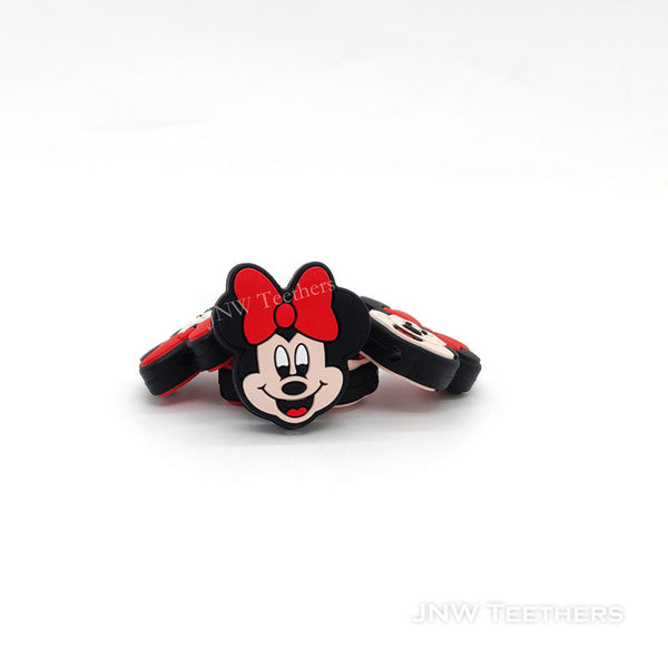 Mouse Head in Red Bow Knot Silicone Focal Beads