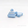 Pastel blue knitting hats silicone beads
